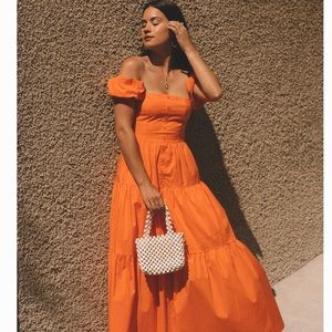 STAUD Women's Orange Elio Dress